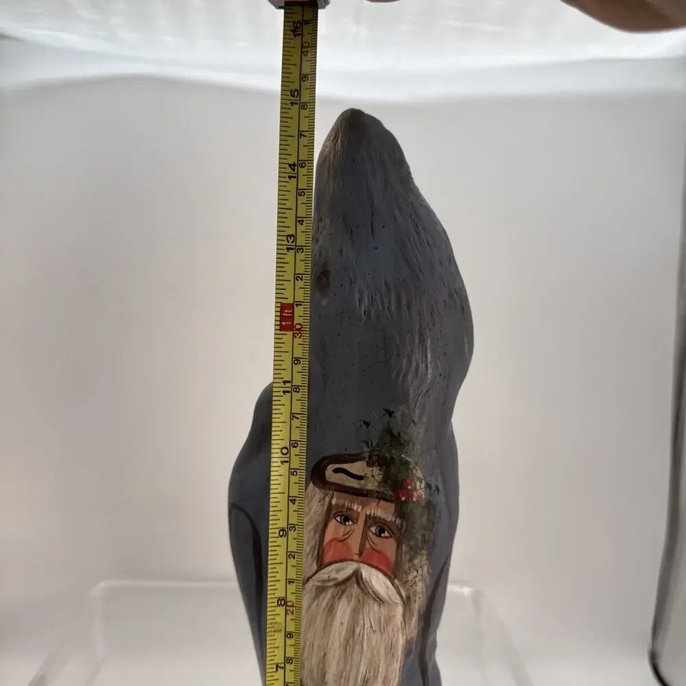 Vtg ‘95 Hand Painted 15” Cypress Knee Santa Claus Blue Numbered Folk Art Signed